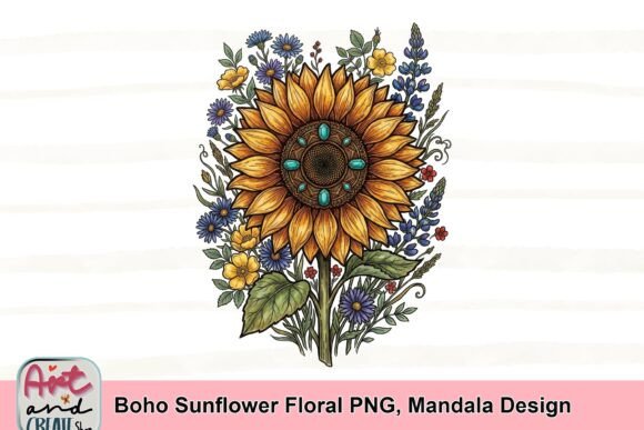 Boho Sunflower & Mandala PNG for Vibrant Designs