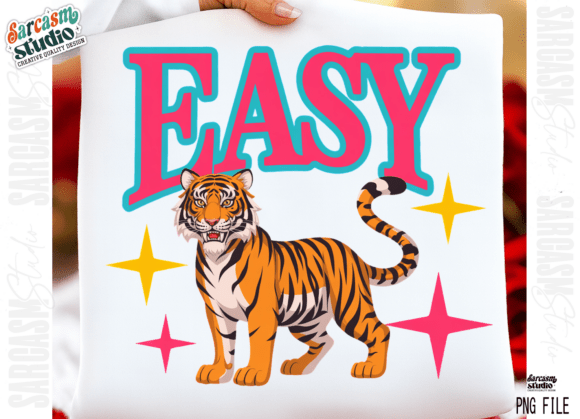 Easy Funny Tiger Summer Retro PNG Design