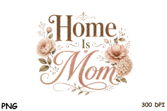 Home Is Mom Vintage Floral PNG Design: A Timeless Design Asset