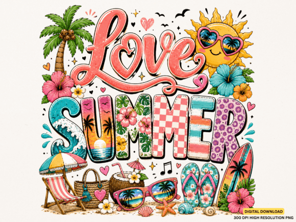 Love Summer PNG Design: Vibrant Seasonal Graphics