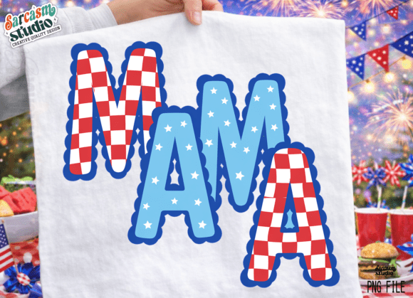MAMA Patriotic Checkered USA PNG Design