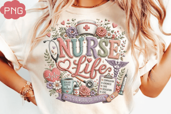 Nurse Life Floral PNG: A Designer's T-Shirt Asset