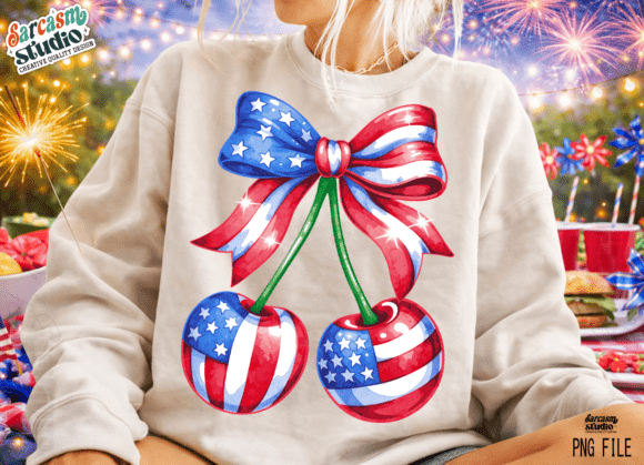 Patriotic Cherry Bow America PNG Design: Elevate Your Projects