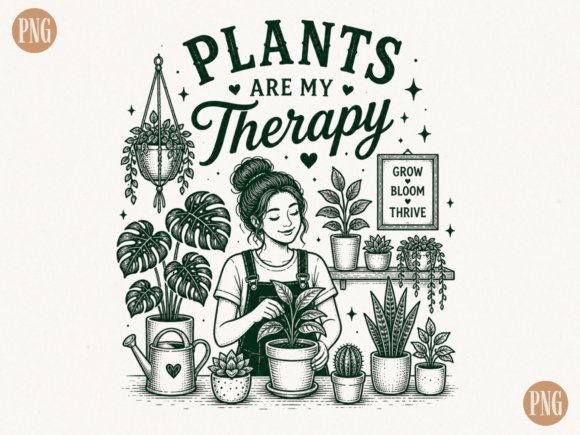 Plants Make Me Happy PNG Design: A Designer's Green Asset