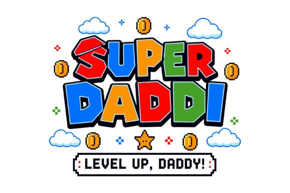 Super Daddi Level Up Dad Design: A Retro Asset for Modern Creators